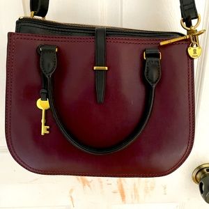 Fossil Deep Red and Black Purse